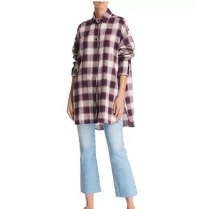Elizabeth and James women’s Clive Oversized button down Plaid shirt size XS